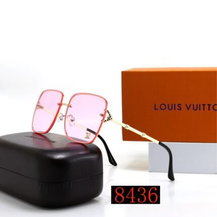 Louis Vuitton Pink Gradient Square Metal Bamboo Decorative Sunglasses