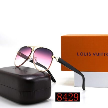 Louis Vuitton black edged and purple gradient lenses with droplet shaped sunglasses