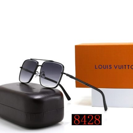 Louis Vuitton black edged and dark blue gradient square double beam sunglasses
