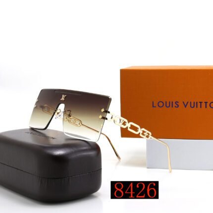 Louisway Brown Gradient Borderless Chain Decorative Sunglasses