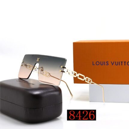 Louise Vettel Green Pink Gradient Borderless Chain Decorative Sunglasses