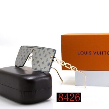 Louis Vuitton Grey Printed Borderless Chain Decorative Sunglasses