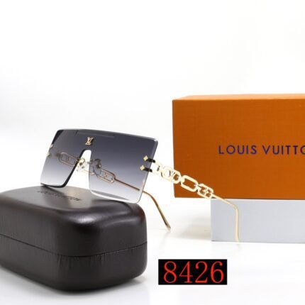 Louis Vuitton Dark Grey Gradient Borderless Chain Decorative Sunglasses
