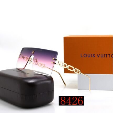 Louis Vuitton Purple Transparent Gradient Borderless Chain Decorative Sunglasses