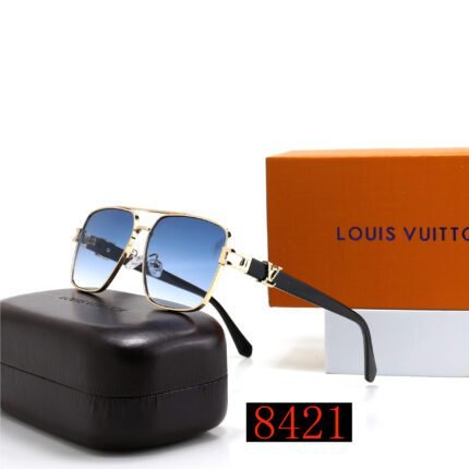 Louis Vuitton Gold and Black Edge - Blue Gradient Classic Polarized Sunglasses