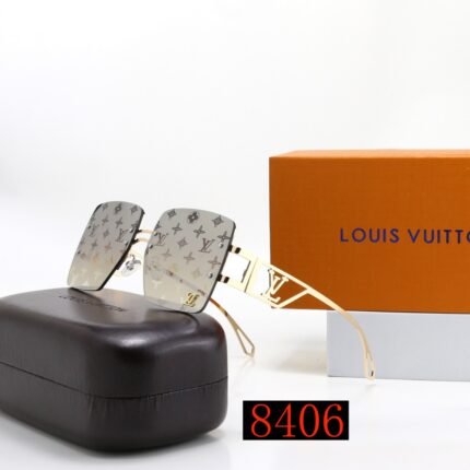Louis Vuitton Grey Printed Metal Hollow Letter Square Borderless Sunglasses