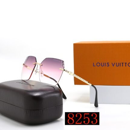 Louis Vuitton Purple Transparent Hexagonal Frameless Metal Diamond Sunglasses