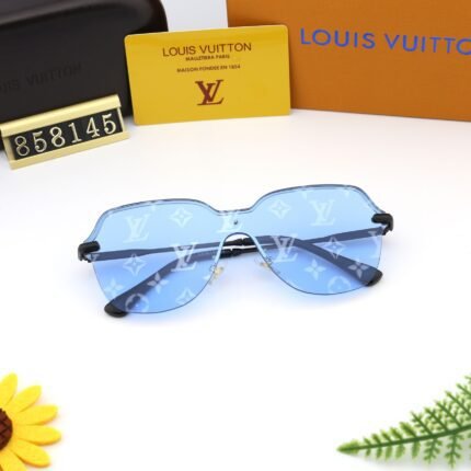 Louis Vuitton transparent blue printed lenses and black framed sunglasses