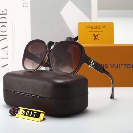 Louis Vuitton dark brown and burgundy large round frame sunglasses