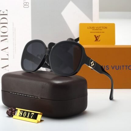 Louis Vuitton black large round frame sunglasses