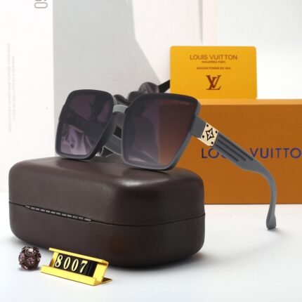 Louis Vuitton square dark gray edges and deep purple gold logo sunglasses