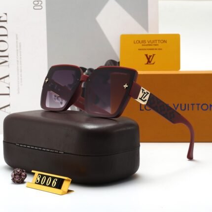 Louis Vuitto dark red and deep purple gradient square patterned sunglasses