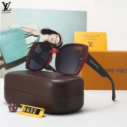 Louis Vuitton black framed patterned red rimmed sunglasses