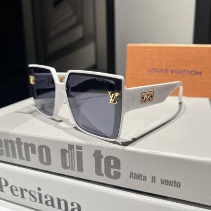 Louis Vuitton white and transparent dark blue polarized large frame sunglasses