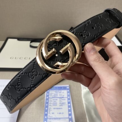 Gucci classic gold double G buckle black belt simple atmosphere low-key luxury