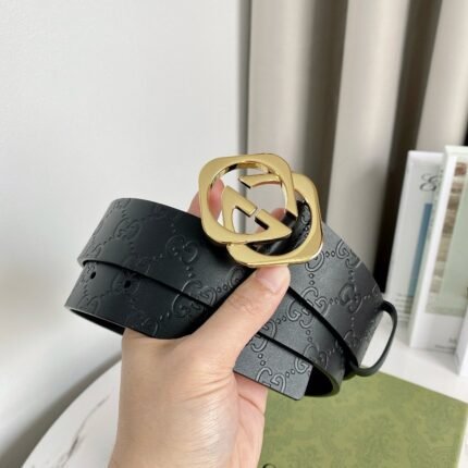 Gucci gold double G logo fashionable men's belt, simple and elegant, low-key and luxurious