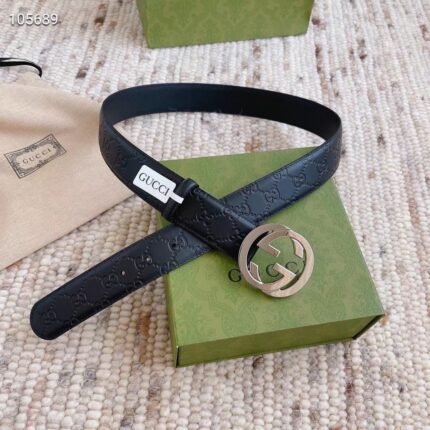 Gucci classic double G buckle black leather belt, simple and elegant, low-key and luxurious