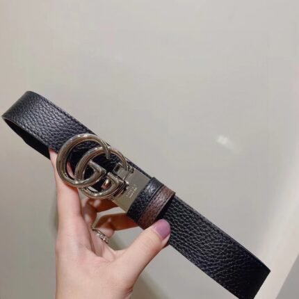Gucci classic black leather men's belt, simple and elegant, low-key and luxurious