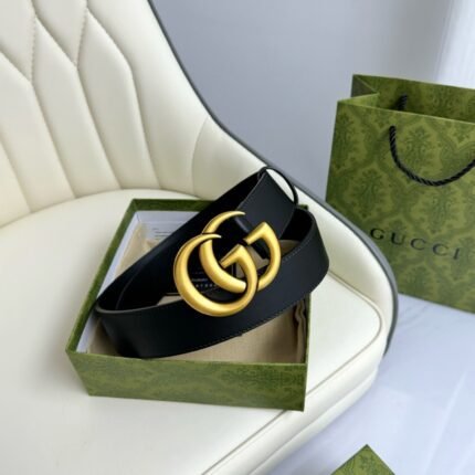 Gucci classic gold G buckle black belt, simple and elegant, classic and noble