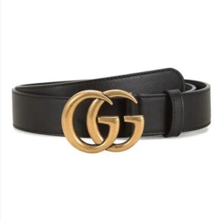 Gucci classic gold double G buckle black belt, simple and elegant, very textured