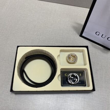 Gucci double buckle gift box set, simple and elegant, noble and luxurious