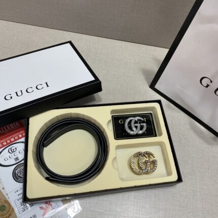 Gucci double buckle gift box set, simple and elegant, luxurious