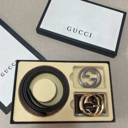 Gucci double buckle gift box set, simple and elegant, low-key and luxurious