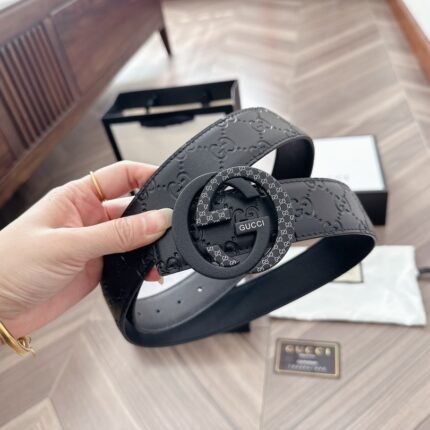 Gucci Double G black textured belt, simple and elegant, noble and luxurious