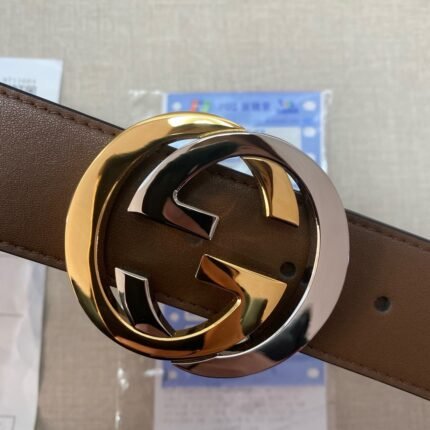 Gucci two-color G buckle brown belt, simple and elegant, low-key luxury