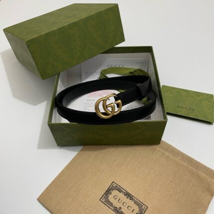 GUCCI classic gold double G buckle black belt is simple and elegant, elegant and fashionable
