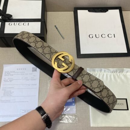 GUCCI brown and black intertwined classic belt, fashionable, noble and elegant