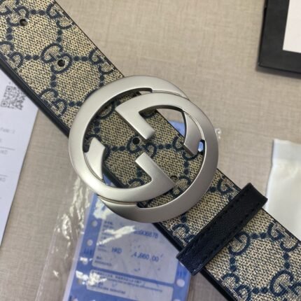 GUCCI silver buckle brown and black intertwined belt is fashionable, noble and elegant