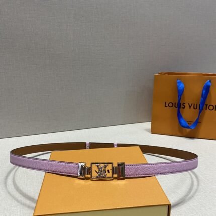 Louis Vuitton gold square buckle purple belt, simple and elegant, noble and luxurious