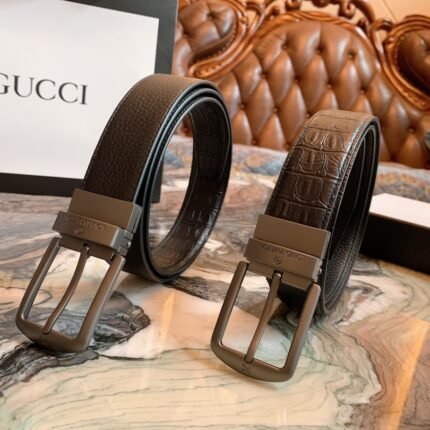 Louis Vuitton silver square buckle double-sided belt, simple, elegant, low-key and luxurious