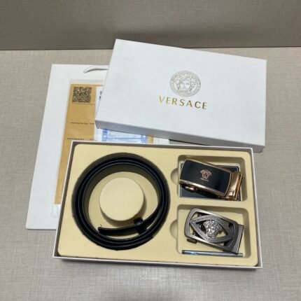 Versace Classic Double Button Belt Gift Box Set, High end Fashion, Noble and Elegant