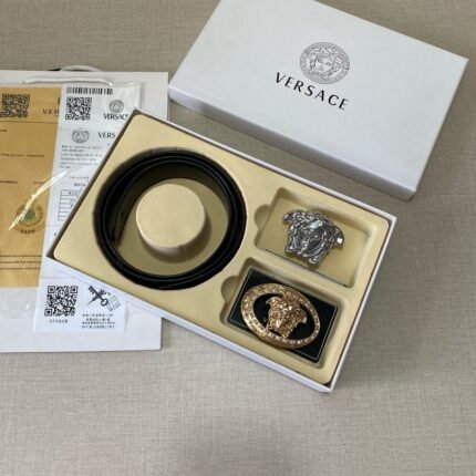 Versace Classic Double Button Belt Gift Box Set, High end Fashion, Noble Luxury