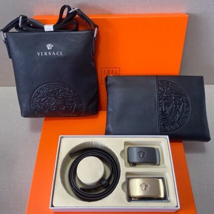 Versace Classic Double Button Belt and Two Bag Gift Boxes Set, High end Fashion, Noble and Elegant