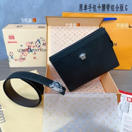 Versace Classic Black Handbag and Belt Set - High end, Grand, Exquisite, Elegant