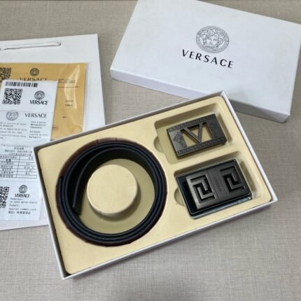 Versace Classic Double Button Belt Gift Box Set, High end Fashion, Noble and Elegant