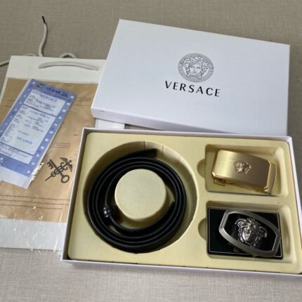 Versace Classic Double Button Belt Gift Box Set, High end Fashion, Noble and Elegant