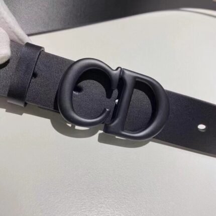 Dior black D buckle black belt, simple and elegant, classic and fashionable