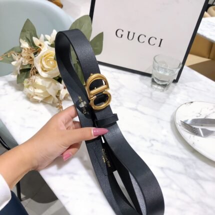 Dior gold D buckle black belt, simple and elegant, low-key luxury