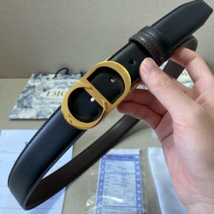 Dior classic D buckle black belt, simple and elegant, low-key luxury