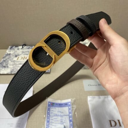 Dior luxury gold D buckle black belt, simple and elegant, low-key luxury