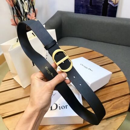 Dior Classic Gold D-Buckle Black Belt Classic Fashion Noble and Elegant