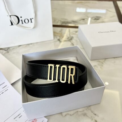 Dior width 2.5CM, gold letter buckle, black belt, simple, atmospheric, exquisite and elegant