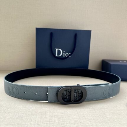 Dior black D-shaped buckle with blue texture belt, simple, grand, noble, and elegant