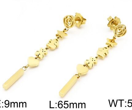 TOUS 925 silver long strip multi graphic long strip pendant earrings