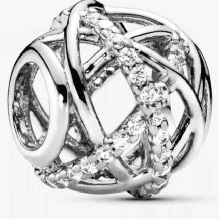 791388CZ Pandora 925 silver hollow sparkling interwoven string decoration