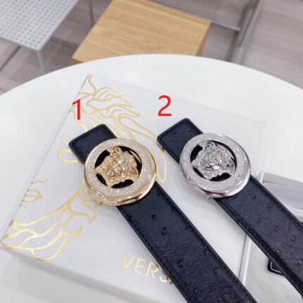 Versace Classic Circular Buckle Black Belt Simple, Atmospheric, Exquisite and Elegant